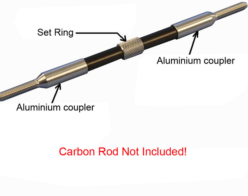 Set - Aluminium coupler for carbon tube Ø 3/M2,5 right + left + setting ring