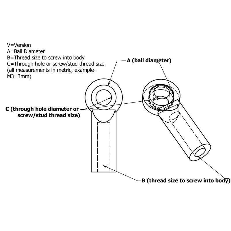 Ball link V1, A-M7, B-M3, C-M3, White