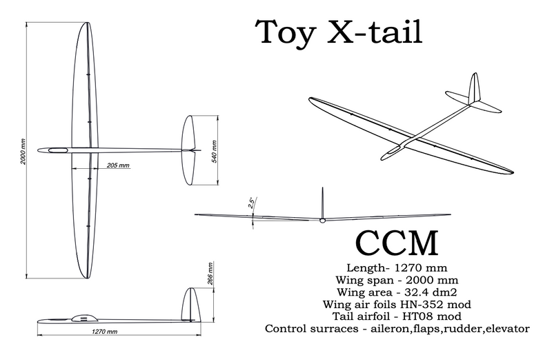 Toy 2M X-Tail F3F  Neon Red/White/Black, Hard, IDS Installed