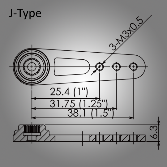 BMS-20631 Aluminum Servo Arm, 3 hole, 1.50", 23T JR Spline
